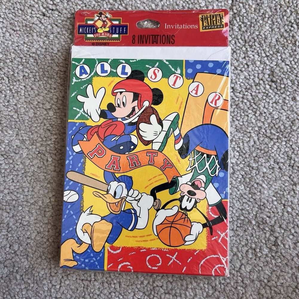 Vintage NOS Disney Hallmark All Star Party Invites MVP Mickey’s Stuff For Kids